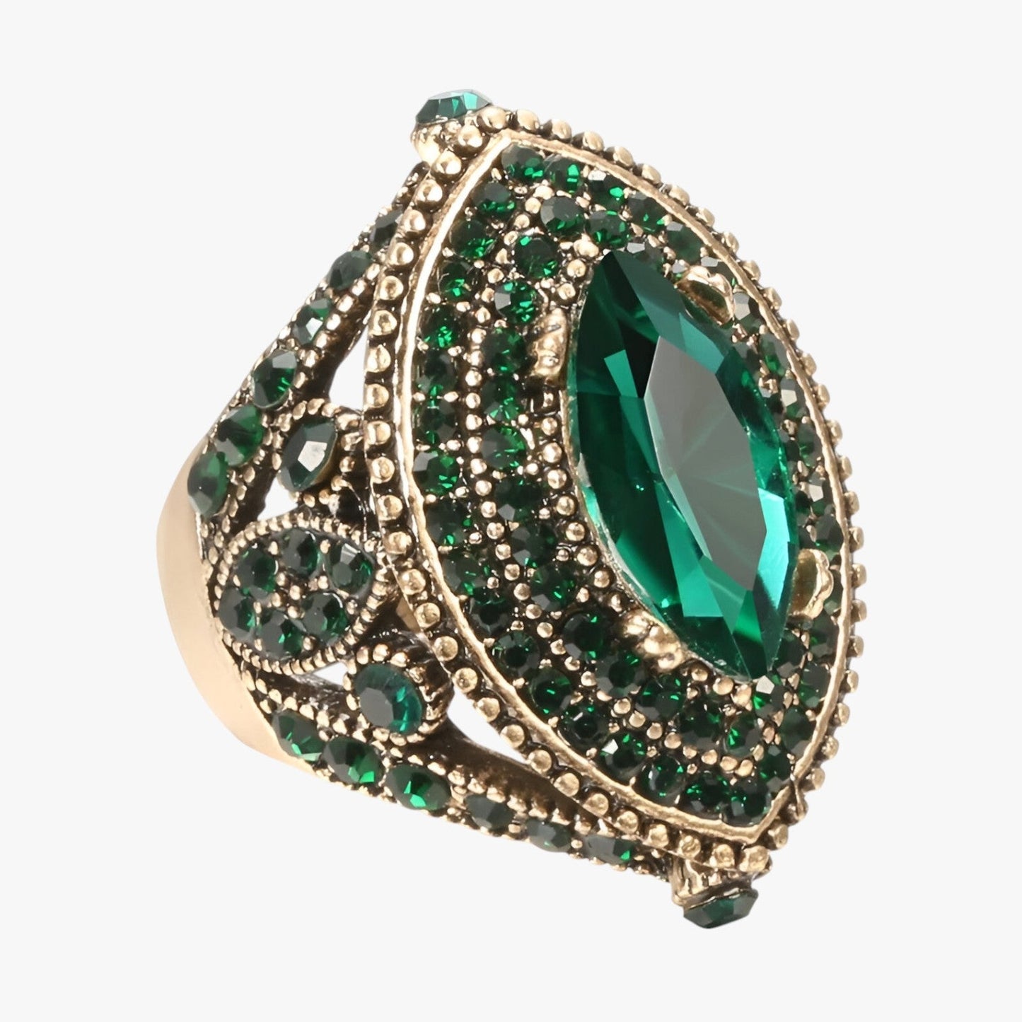 Lia | Boho Vintage Ring mit schwarzem Kristall