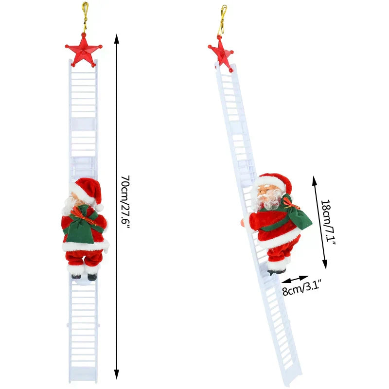 Kletternde Weihnachtsmann-Puppe mit Musik – festliche Weihnachtsbaumdekoration