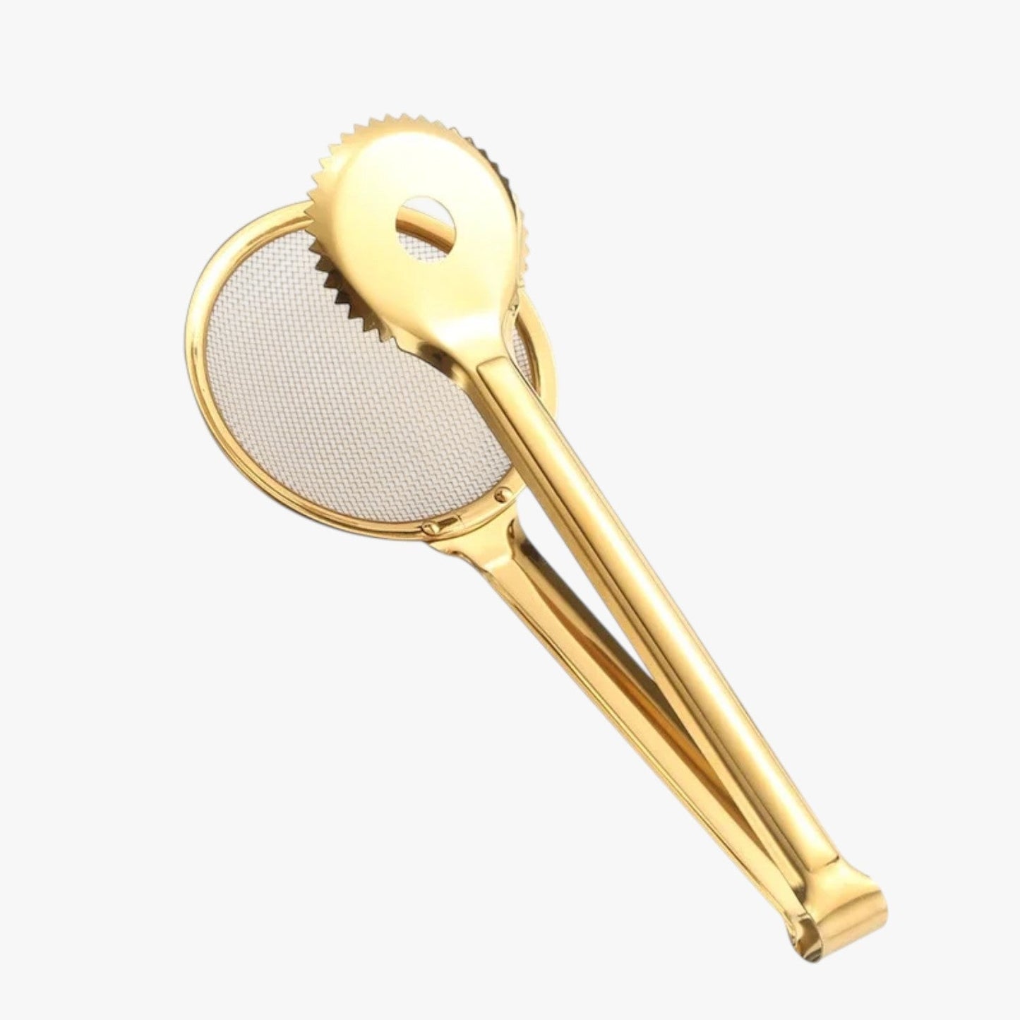 Dallas | Küchenzange 7-in-1 Gold – Sieb, Clip, Spachtel und Abtropfsieb in Einem