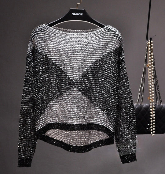 Langärmliges Damen Pailletten-Top – Soraya