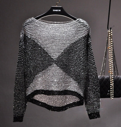 Langärmliges Damen Pailletten-Top – Soraya