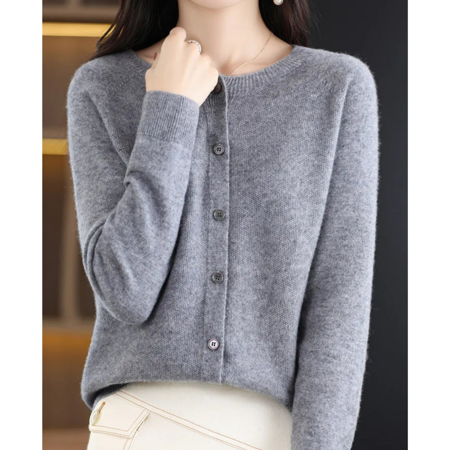 Damen Rundhals-Cardigan – Amalia