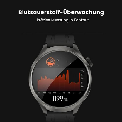 VitalSense Pro X - Gesundheits-Smartwatch Lederarmband.