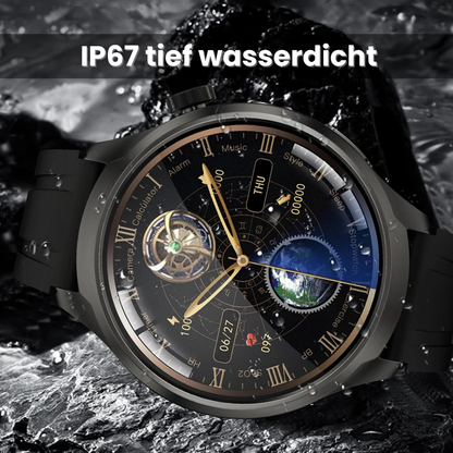 VitalSense Pro X - Gesundheits-Smartwatch Lederarmband.