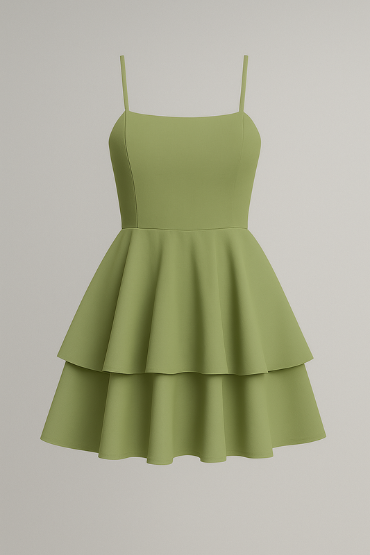 Sienna | Kurzes Sommerkleid mit Spaghettiträgern und Volantrock