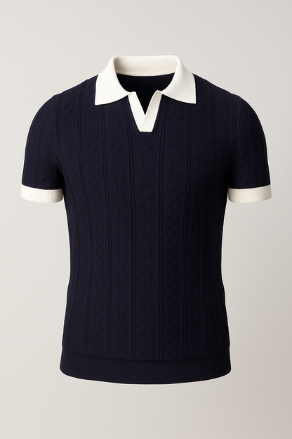 Felix | Retro-Strick-Poloshirt mit Kontrastkragen