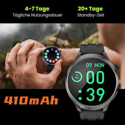 VitalSense Pro X - Gesundheits-Smartwatch Lederarmband.