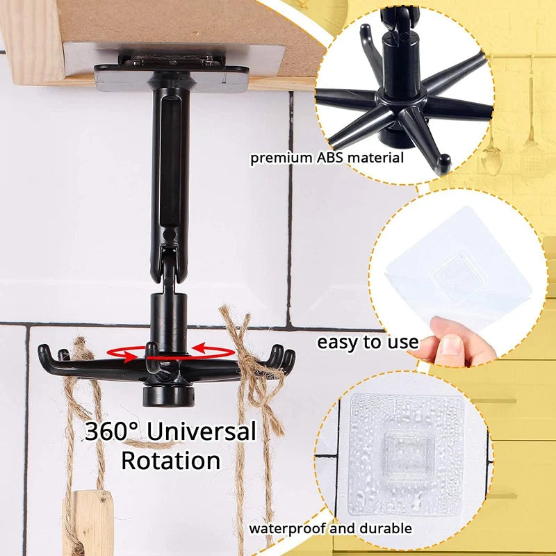 HookFlow™ 360° drehbarer selbstklebender Universalhaken