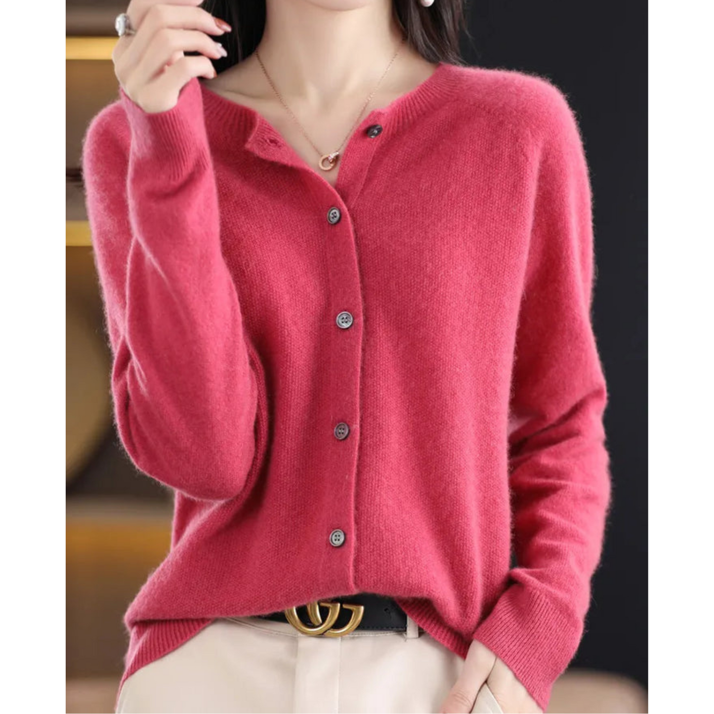 Damen Rundhals-Cardigan – Amalia