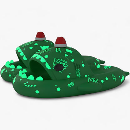 Leuchtende Hai-Pantoffeln - Lustige und gemütliche Sandalen für die Halloween-Nacht