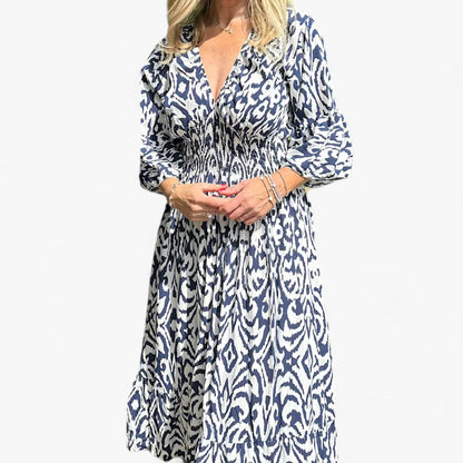 Großes Florales V-Ausschnitt-Kleid - Perfekt für Strandurlaube