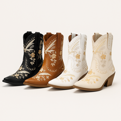 Daisy | Bestickte Westernstiefel mit Blockabsatz, im Cowgirl-Stil