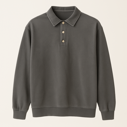 Leonardo | Vintage gewaschene Langarm-Poloshirt