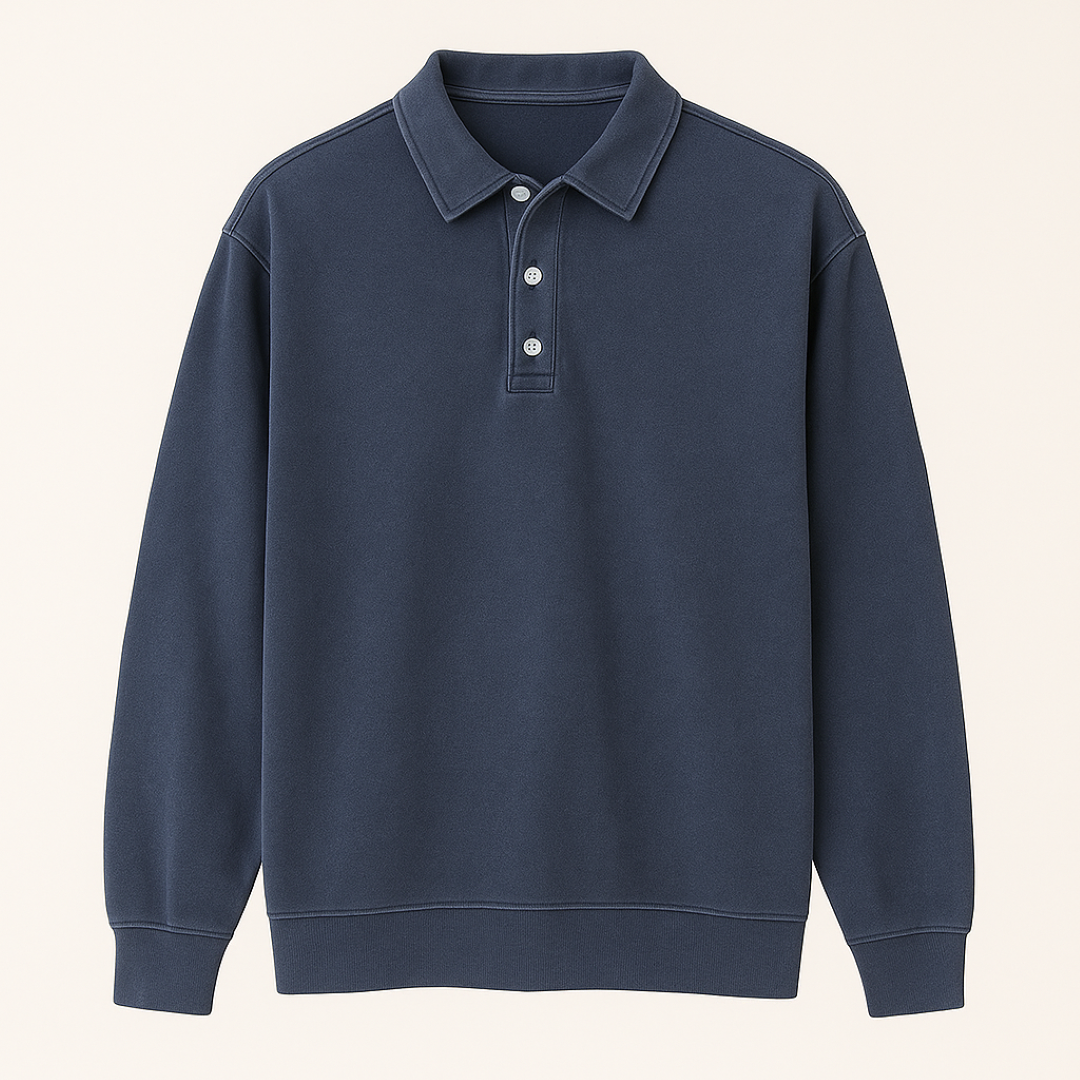 Leonardo | Vintage gewaschene Langarm-Poloshirt