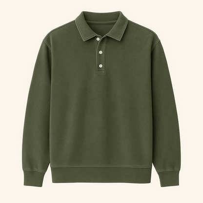 Leonardo | Vintage gewaschene Langarm-Poloshirt
