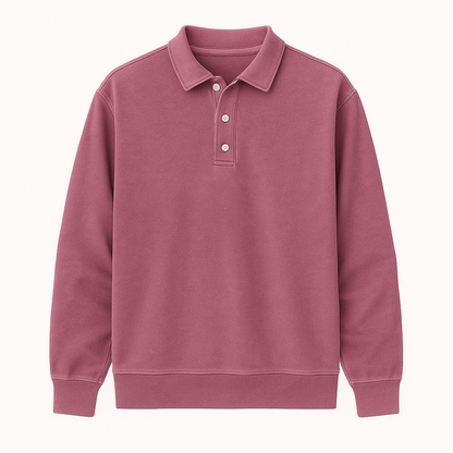 Leonardo | Vintage gewaschene Langarm-Poloshirt
