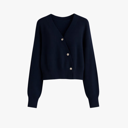 Leah | Weicher Kaschmir-Cardigan mit Nadelknöpfen, oversize Eleganz für Frühling und Herbst