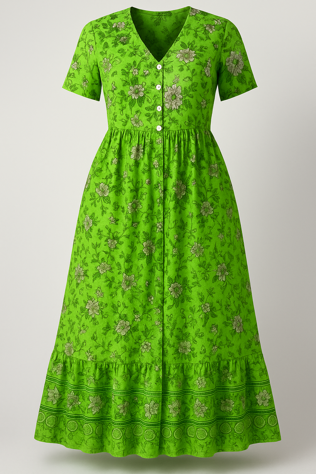 Rebecca | Damen Blumenkleid mit V-Ausschnitt für Sommer