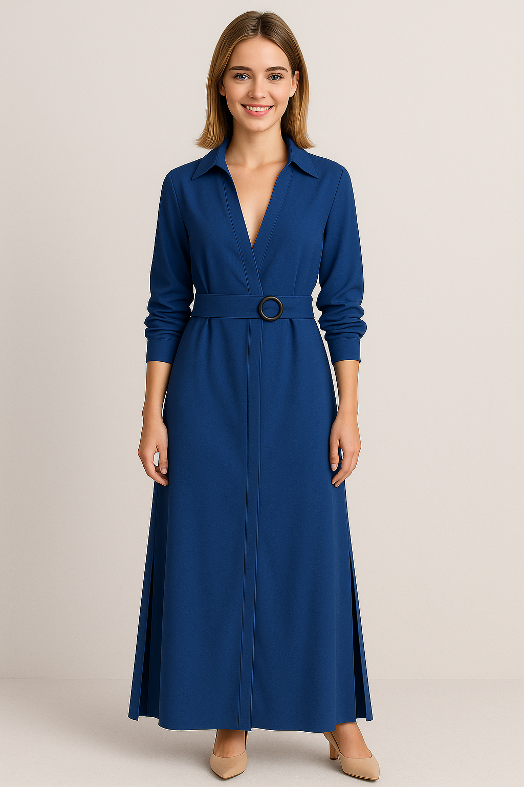 Maggie | Damen Elegantes Maxikleid V-Ausschnitt Sommer