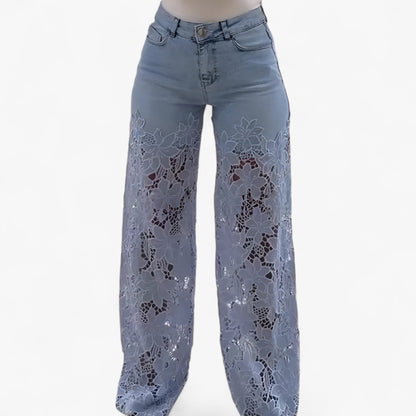 Laura | Damen Jeans aus Denim mit Spitzen-Patches