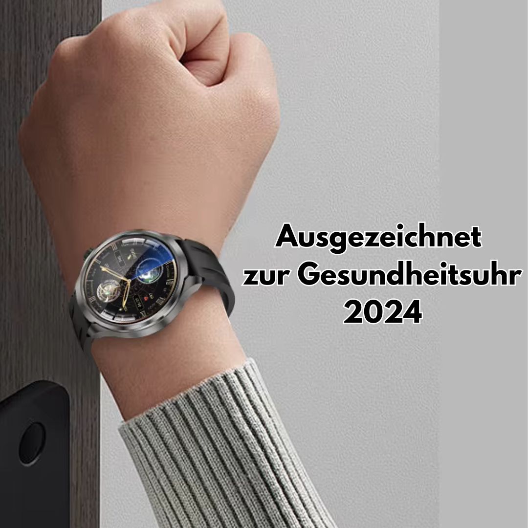 VitalSense Pro X - Gesundheits-Smartwatch Lederarmband.