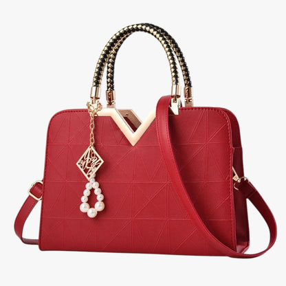 Pamela | Herbst Chic - Elegante Tasche mit Reißverschluss und Perlen