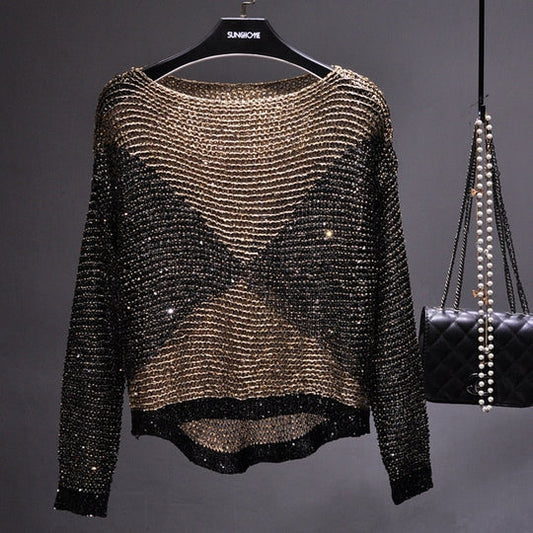 Langärmliges Damen Pailletten-Top – Soraya
