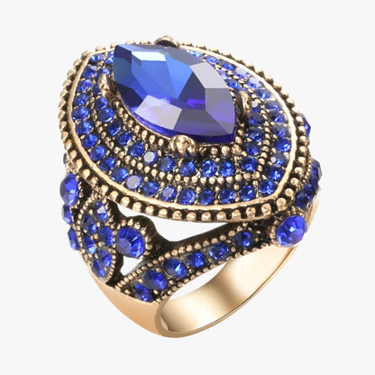 Lia | Boho Vintage Ring mit schwarzem Kristall