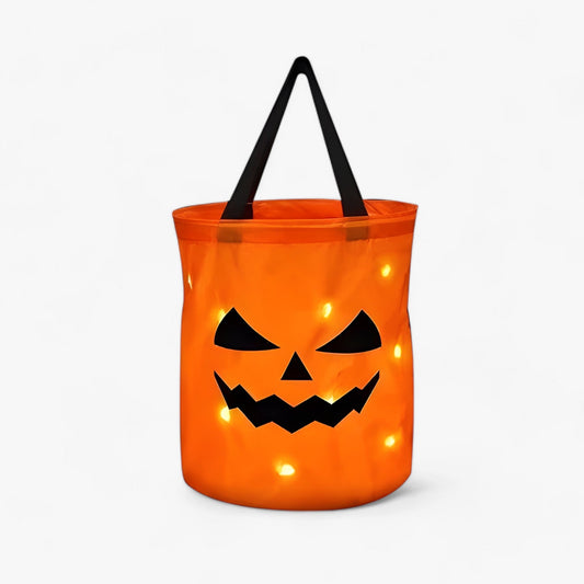 Kürbis Süßigkeitentasche - LED-Beleuchtung für Halloween und Erntedankfest