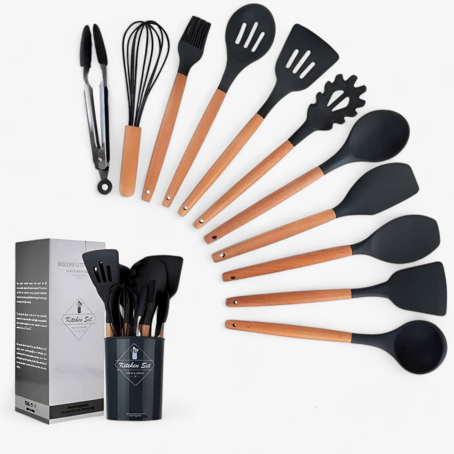 Set von 12 Küchenhelfern aus Silikon
