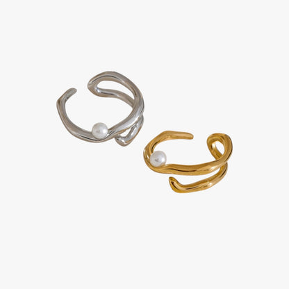 MariJoice | Edelstahlring mit Perle – Zeitlose geometrische Eleganz