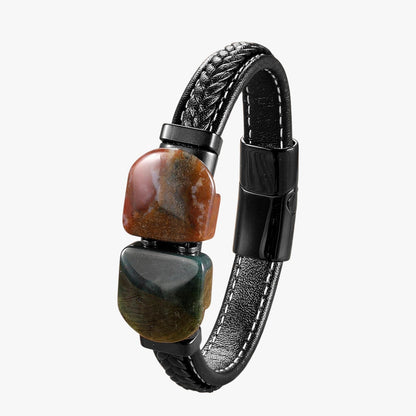Charlie | Herrenarmband aus Naturstein und Leder Geschenk Elegant 2025