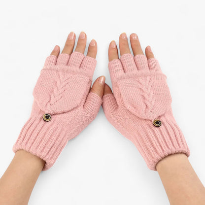 Dicke umgeschlagene gestrickte Handschuhe für Damen - für kaltes Wetter