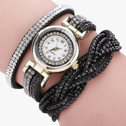 Heidi | Damenuhr mit langem Lederarmband: Eleganz und Glanz vereint
