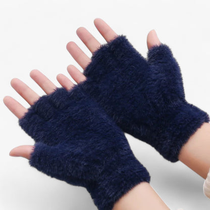 Halbhand Imitation Mink Handschuhe - Wärme & Touchscreen-Komfort