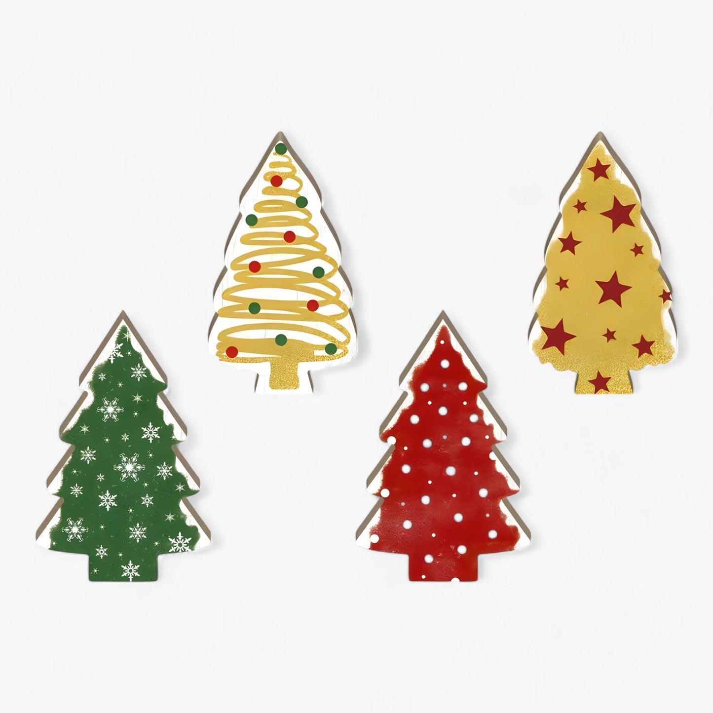 Putuo Decor | Weihnachtsbaum Tischdekoration - Set aus 4 Teilen für Wohnzimmer, Landhaus und Geschenke