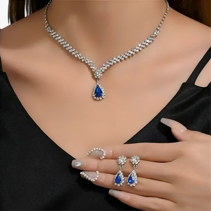 Amanda | Elegantes Hochzeitsset 2 Teile - Tropfenanhänger und Ohrringe