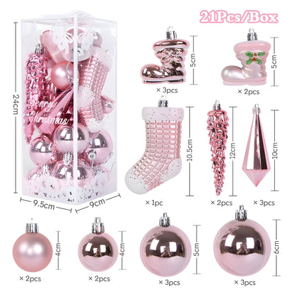21 Stück Weihnachtskugel-Ornamente – elegante Eiszapfen-Anhänger für Dekorationen