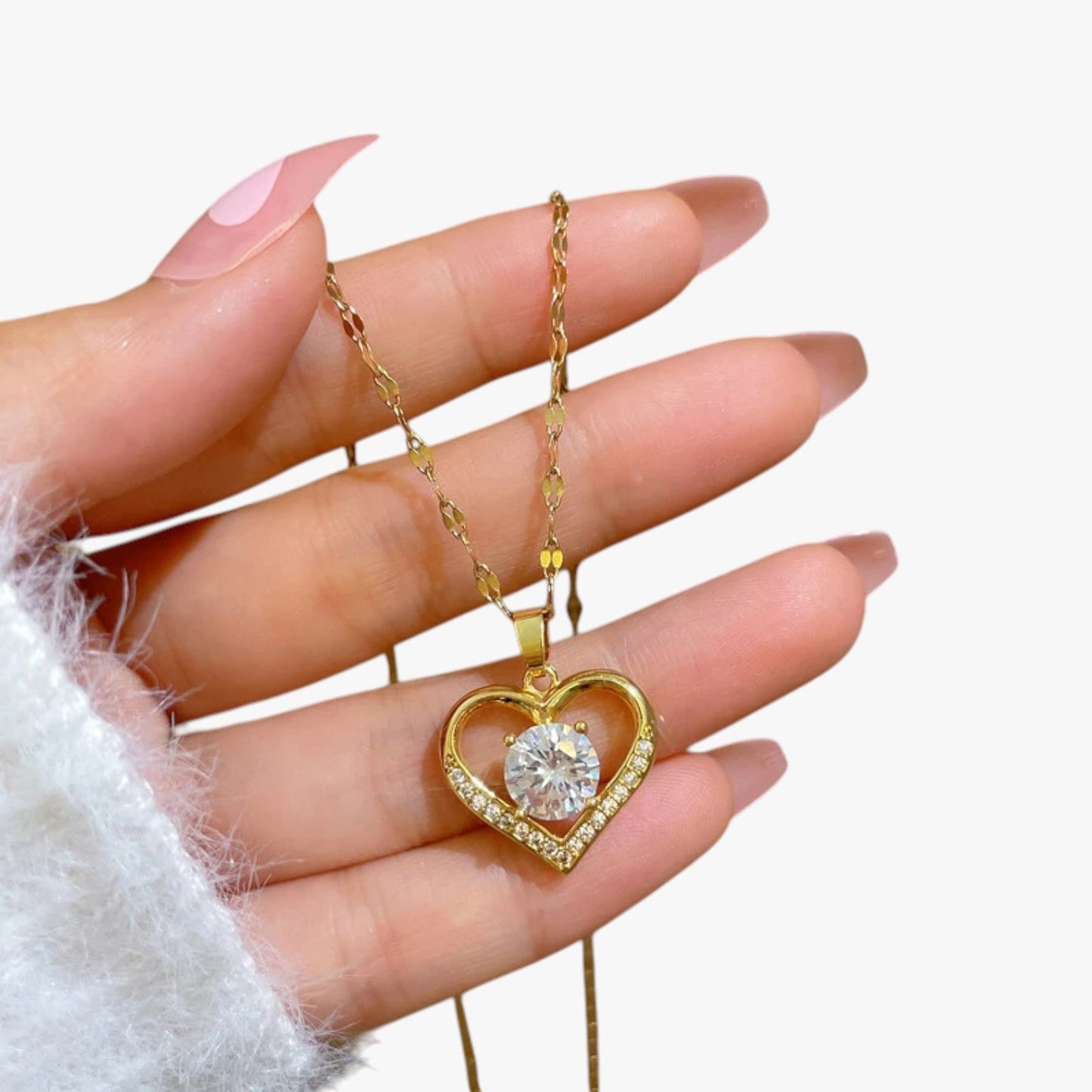 Jovie | Kette mit Herz- und Lippenanhänger aus Kristall