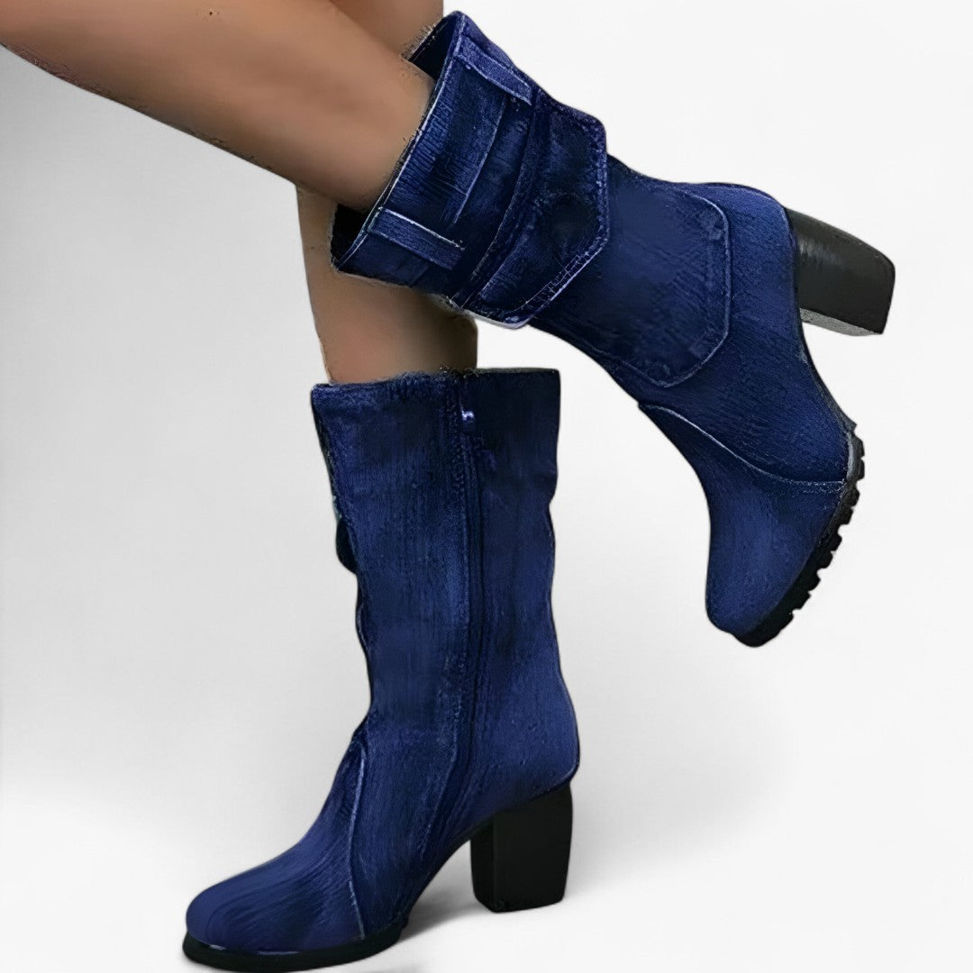 Sierra | Cowboystiefel aus Denim mit hohem Absatz