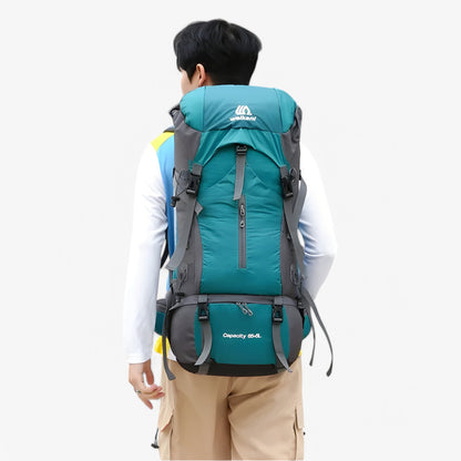 70L Camping-Nylonrucksack mit Regenschutz