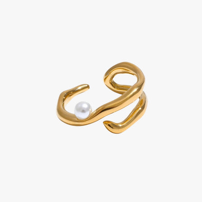 MariJoice | Edelstahlring mit Perle – Zeitlose geometrische Eleganz