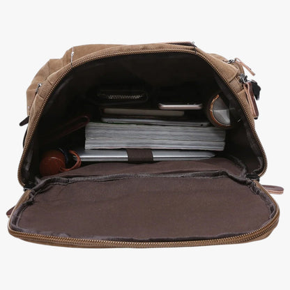 Enrique | Geräumiger Vintage Canvas-Rucksack mit Laptopfach