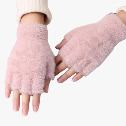 Halbhand Imitation Mink Handschuhe - Wärme & Touchscreen-Komfort