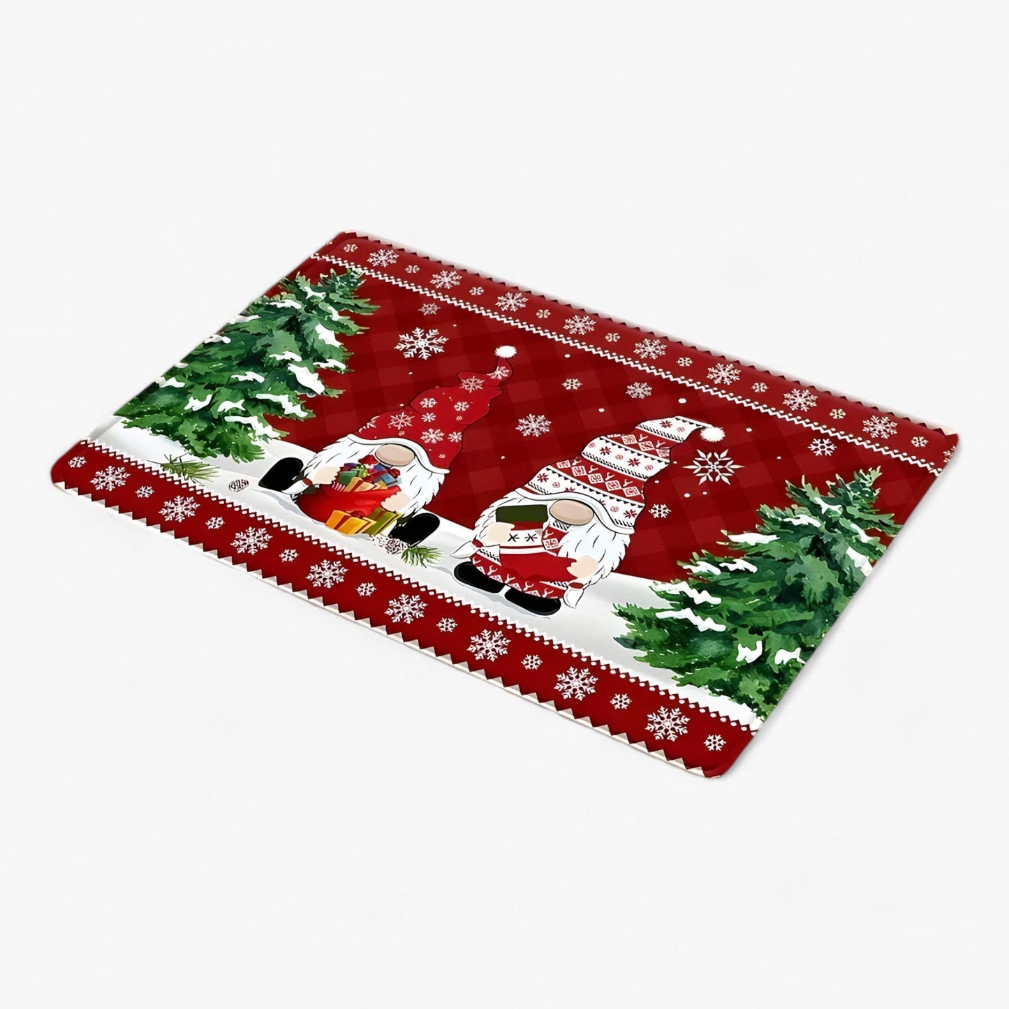 Weihnachtsgnome und Elch | Türmatte  - Festliche Innen-/Außendekoration