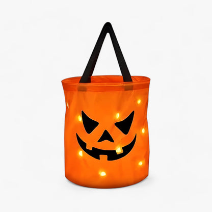 Kürbis Süßigkeitentasche - LED-Beleuchtung für Halloween und Erntedankfest
