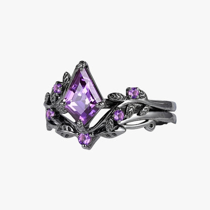 Eva | Set aus lila stapelbaren Ringen im eleganten Gothic-Stil