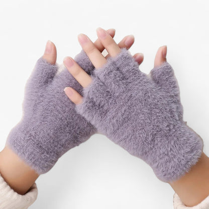 Halbhand Imitation Mink Handschuhe - Wärme & Touchscreen-Komfort