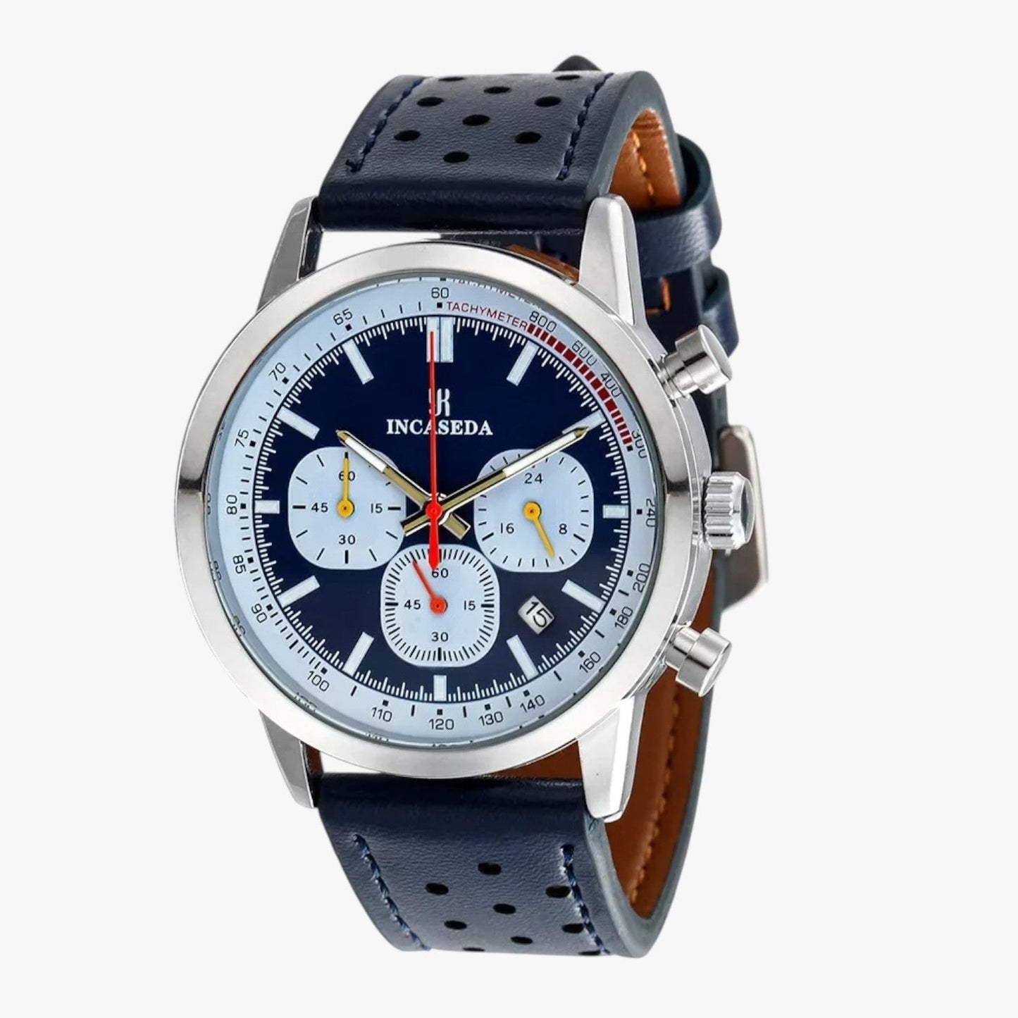 Drew | Herrenarmbanduhr INCASEDA Chronograph Luxus Quarzu, Ultra Hell & Elegant