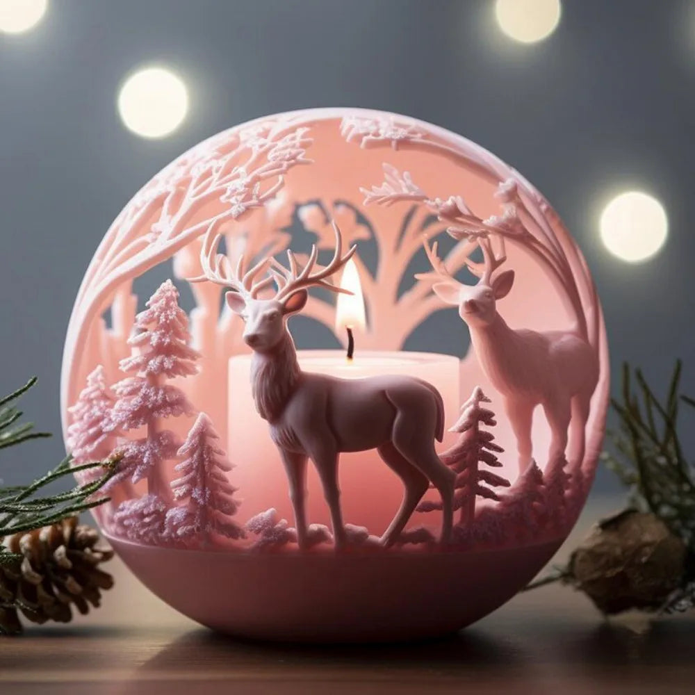 Elchkerze | Reliefform Winterwald - Festliche Dekoration und DIY-Geschenke